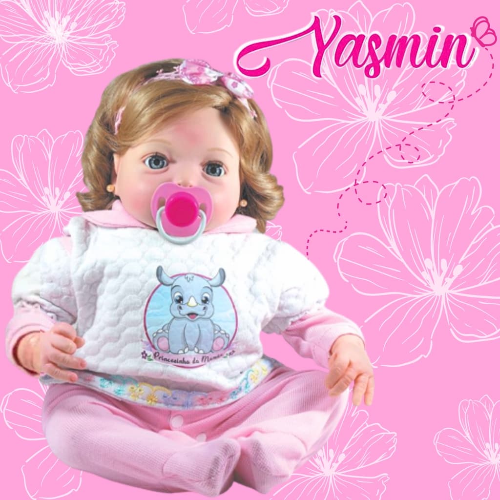 Boneca Articulada Grande Bebê Reborn Vinil Realista Brinquedo Crianças Menina Yasmin Com Acessórios Rosa Pesadinha De Verdade Cabelo Chupeta Magnética Bonecas Aproximadamente 45cm Selo Inmetro Brinquedos Syd Nyl