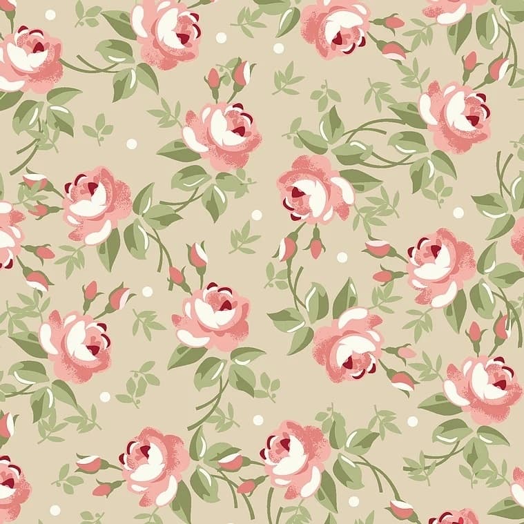 Tecido Patchwork Floral Fadas Creme RT462