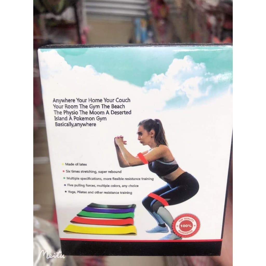 Kit Banda 5 Faixa Elástica de Resistência Mini Band para Treino Yoga Pilates Treino Academia Musculação
