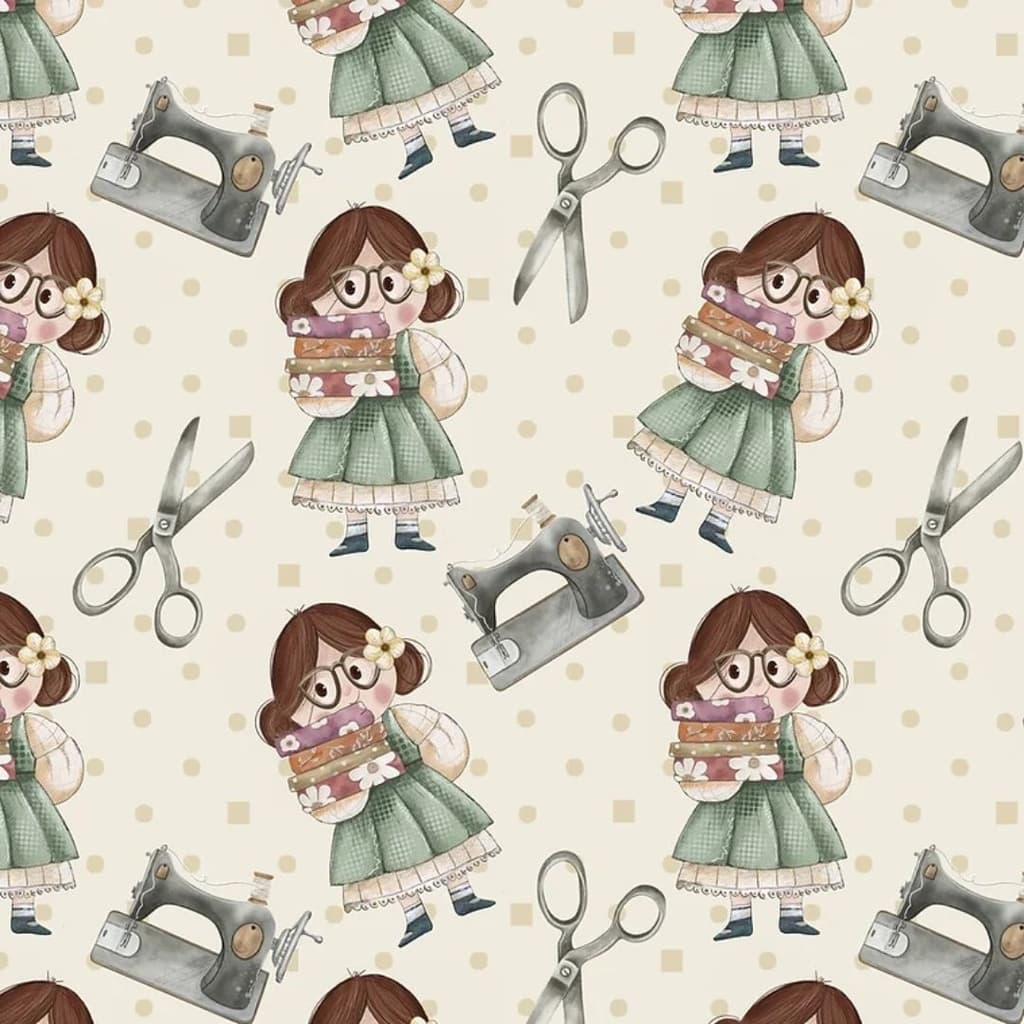 Tecido Patchwork Digital Costureitras Bege Costurando CS005