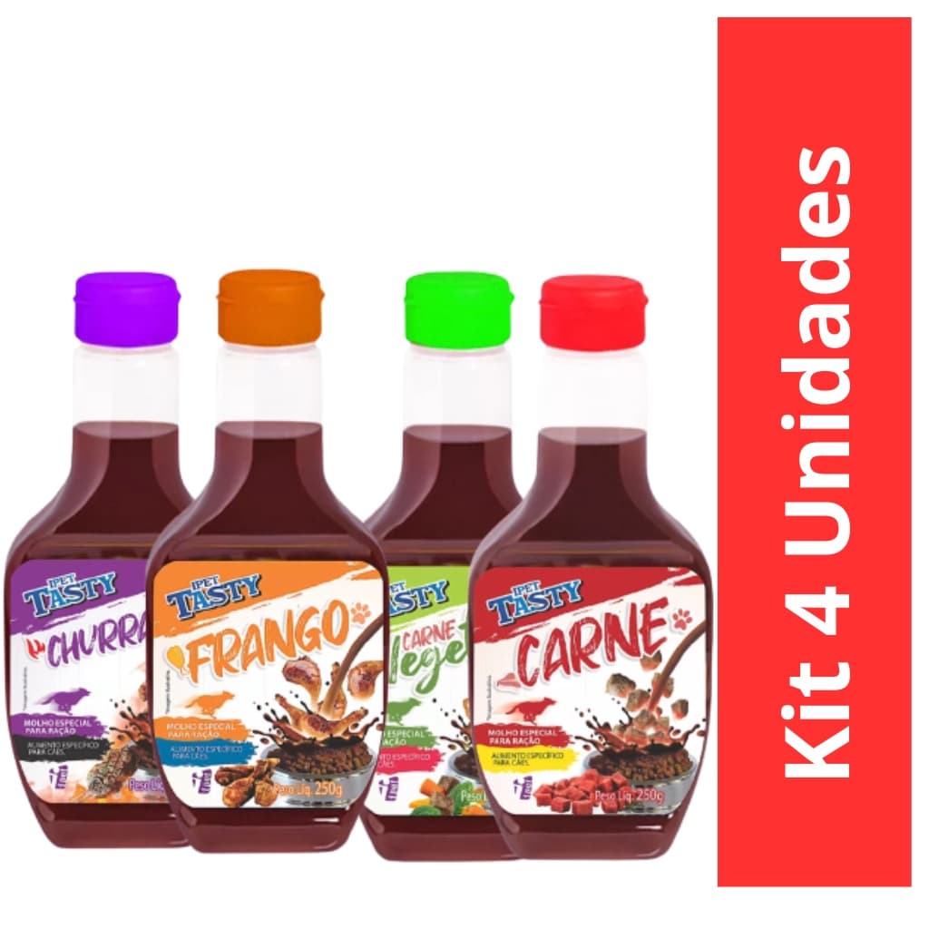 Kit Molho Pet Para Ração de Cachorro 4 Unidades 250g - Ipet Tasty