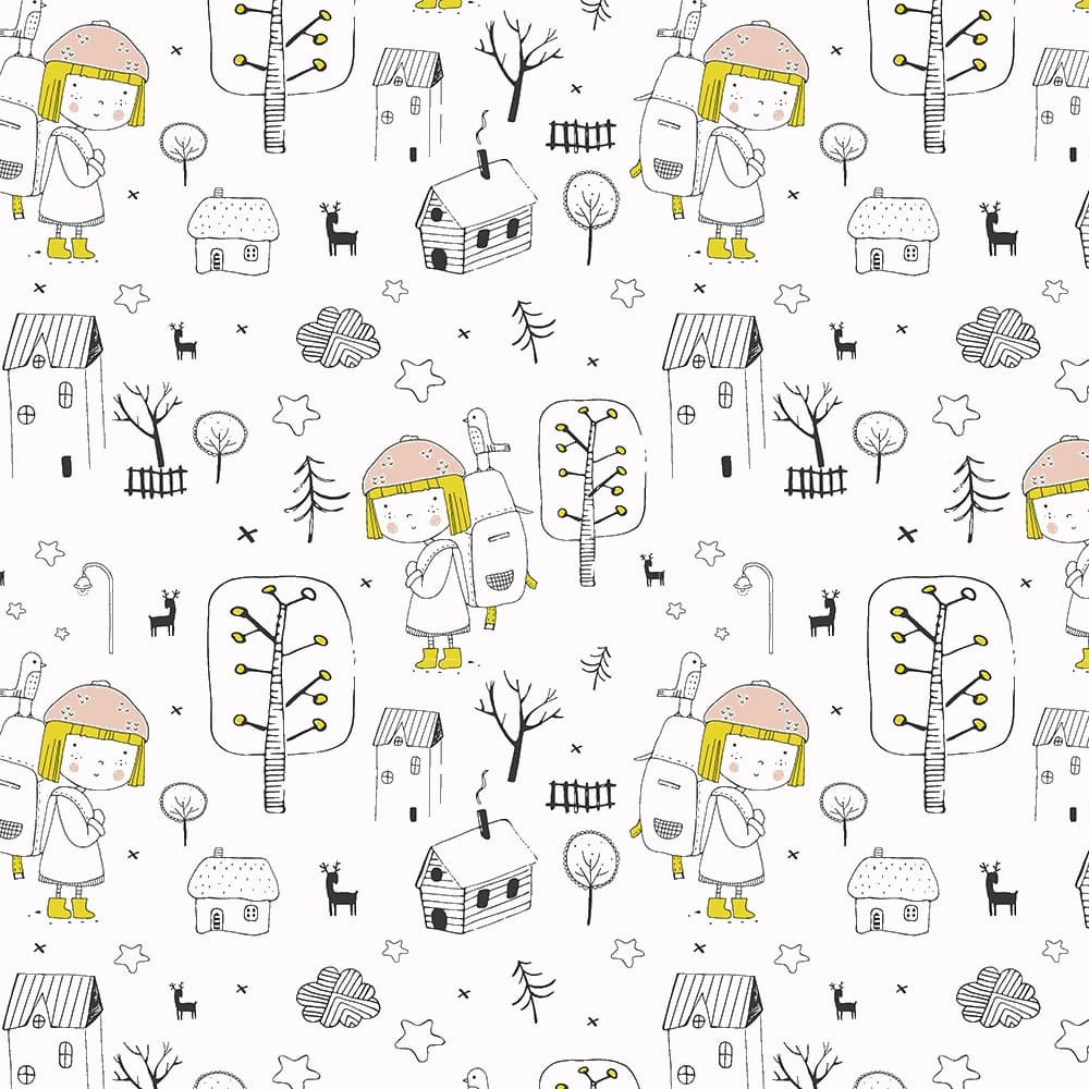 Tecido Patchwork Simplesmente Excursão na Floresta Branco 13003