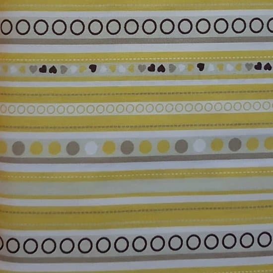 Tecido Patchwork Listrado Amarelo Bolas E Corações 4750