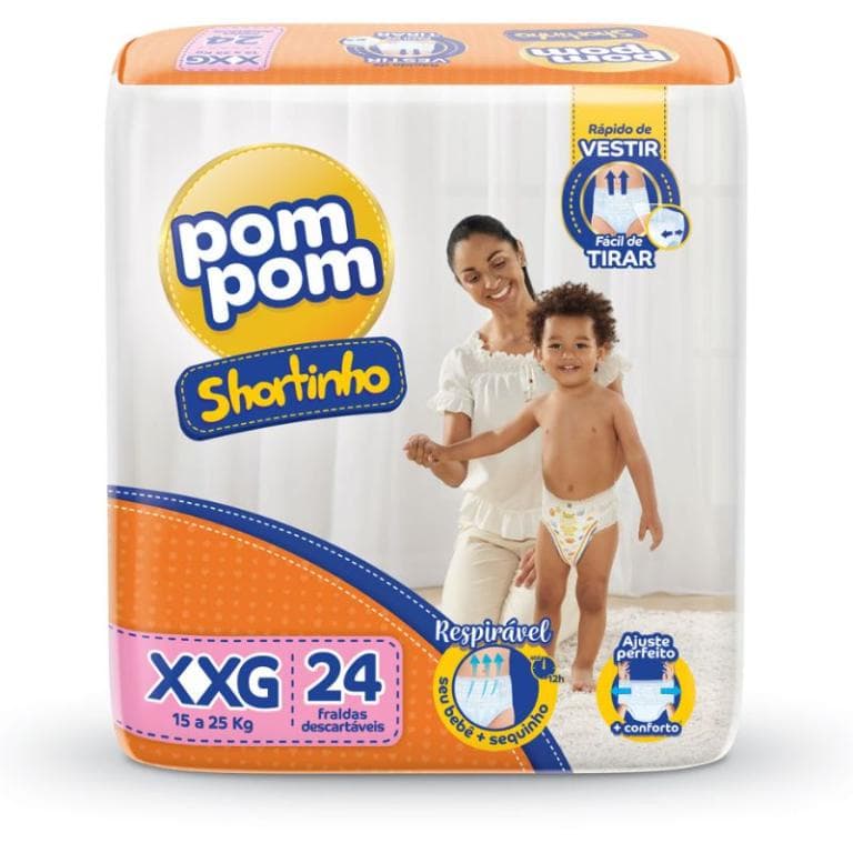 Fralda Pompom Roupinha Jumbo XXG 24 Fraldas