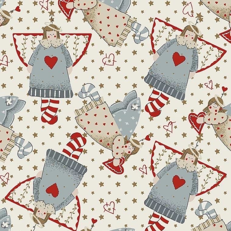 Tecido Patchwork Anjinhos Voando Country Angels Creme RT443