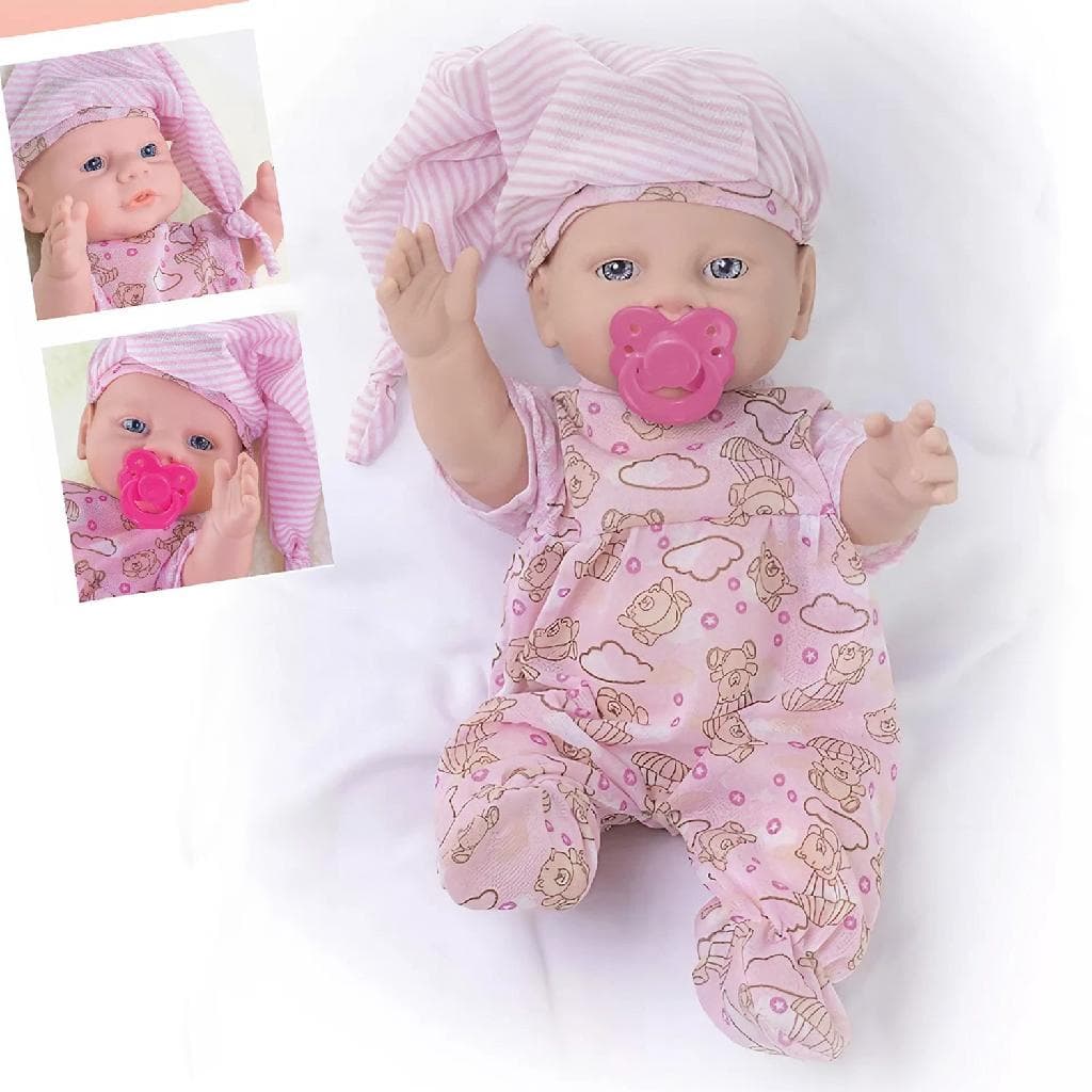 Boneca Bebê Meu Pijaminha Com Chupeta e Mamadeira - Milk Brinquedos