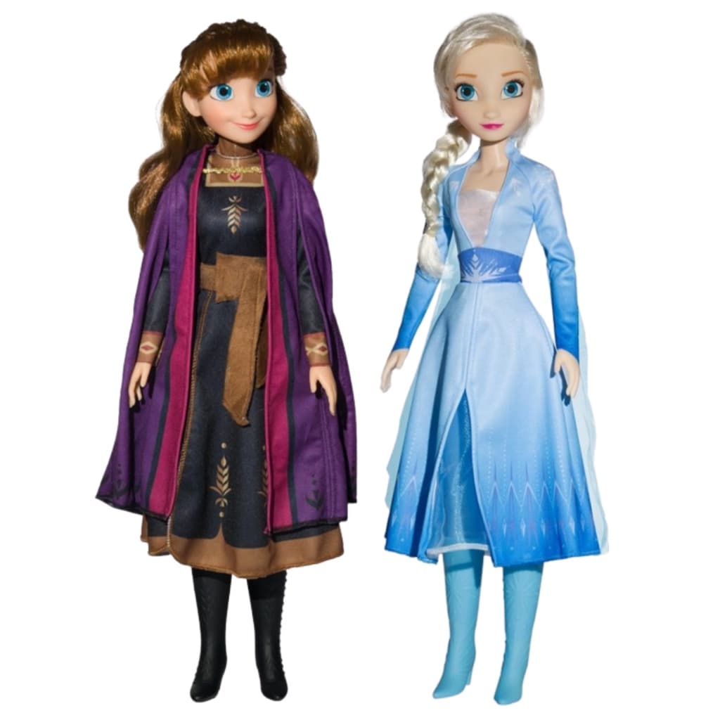 Boneca Infantil Anna + Elsa FOZEN 55cm Original Disney Articulada Em Tecido Mini My Size Novabrink