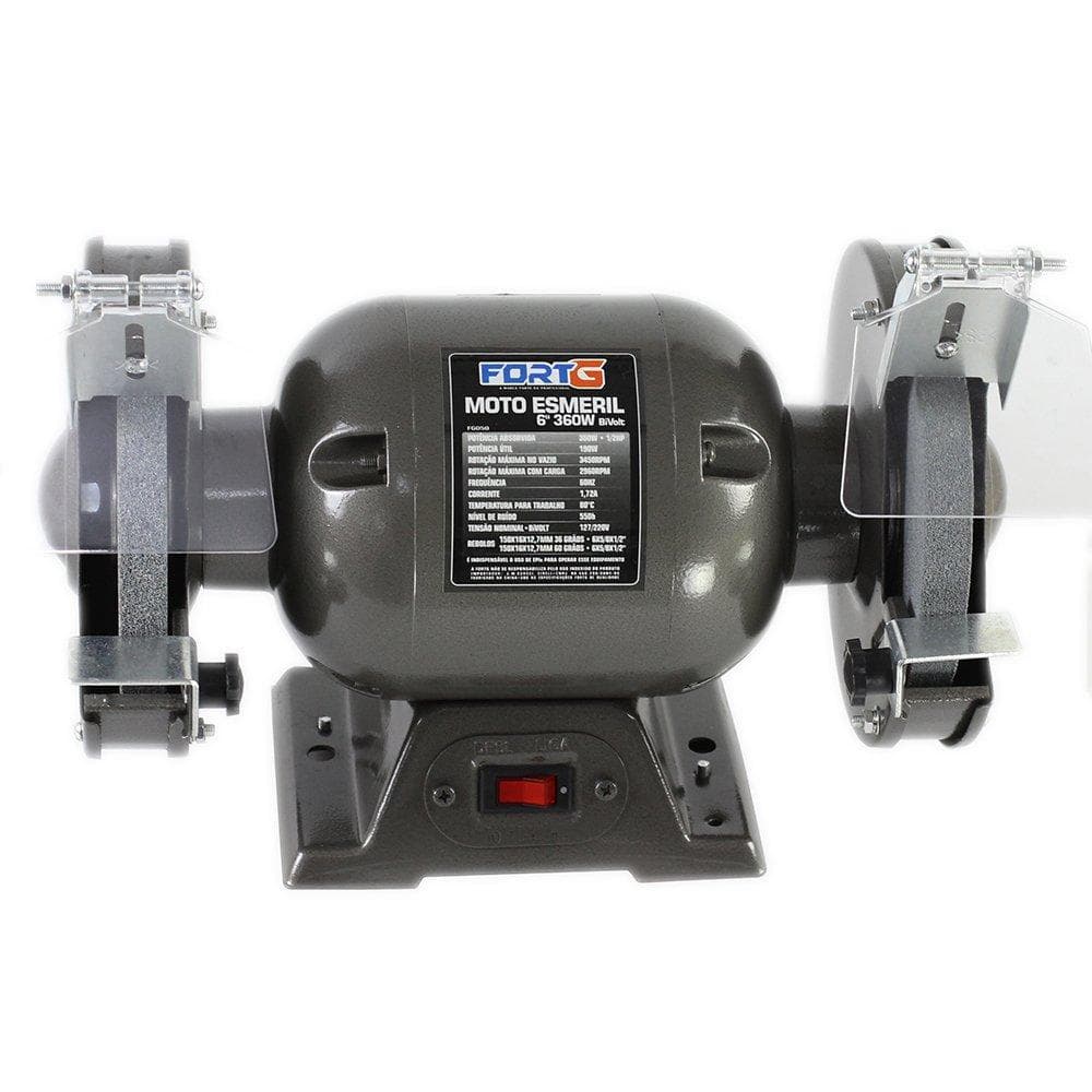Moto Esmeril De Bancada 6 Polegadas 360w 1/2cv Bivolt 2 Rebolos Potência 220W - Fortg