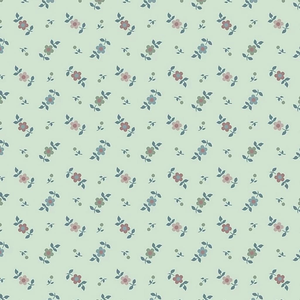 Tecido Patchwork Floral Flores Delicadas Jardim Florido Verde RT368