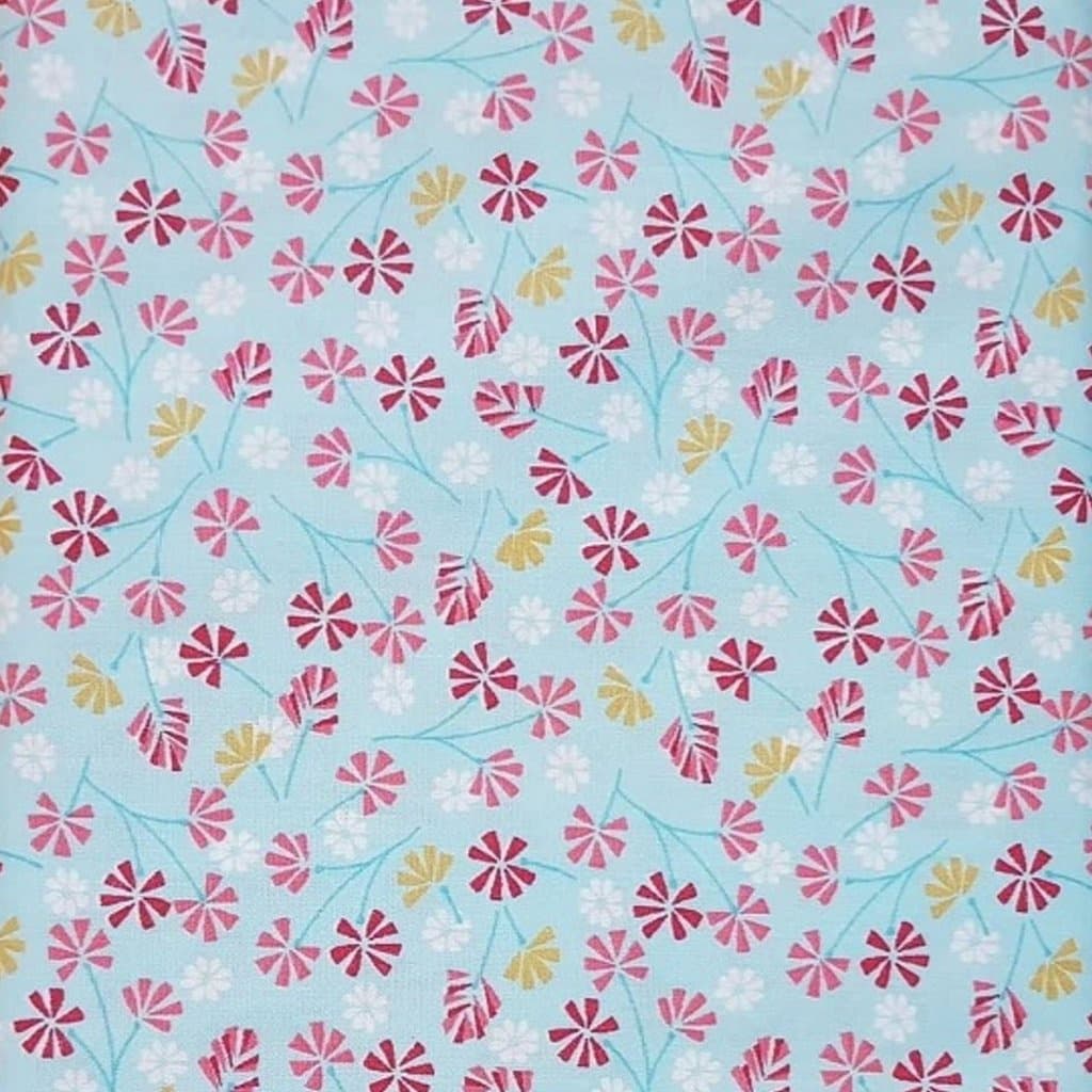 Tecido Patchwork Floral Fundo Azul 4731