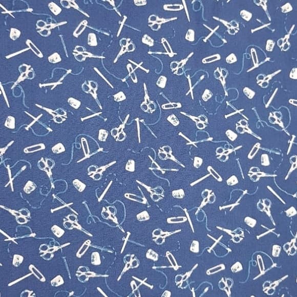 Tecido Patchwork Azul Escuro Costureira BG027