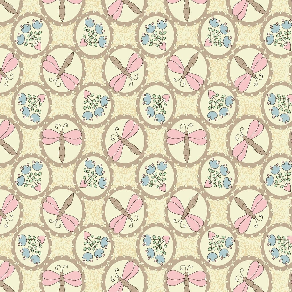 Tecido Patchwork Libélulas No Camafeu Amarelo RT427