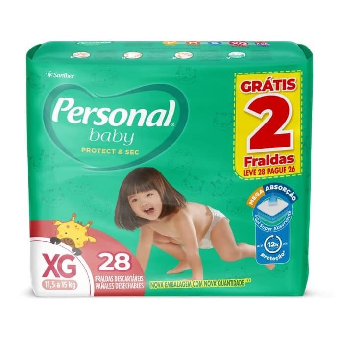 FRALDA PERSONAL BABY PROTECT & SEC - TAM. XG - 28 FRALDAS