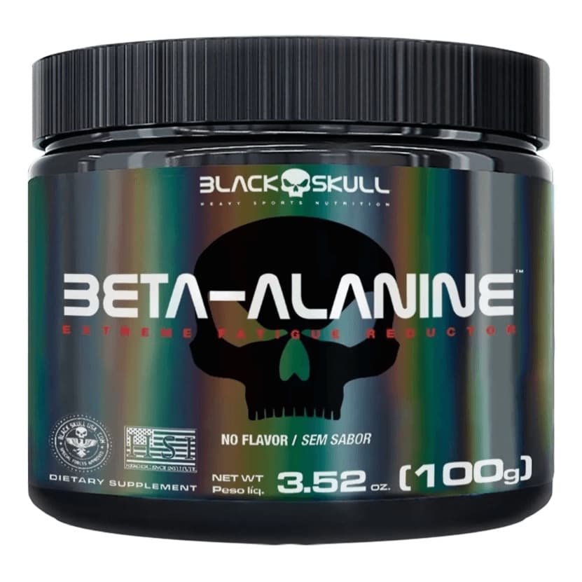 Beta Alanina Pura Black Skull 100g - Pré Treino Sem Cafeína