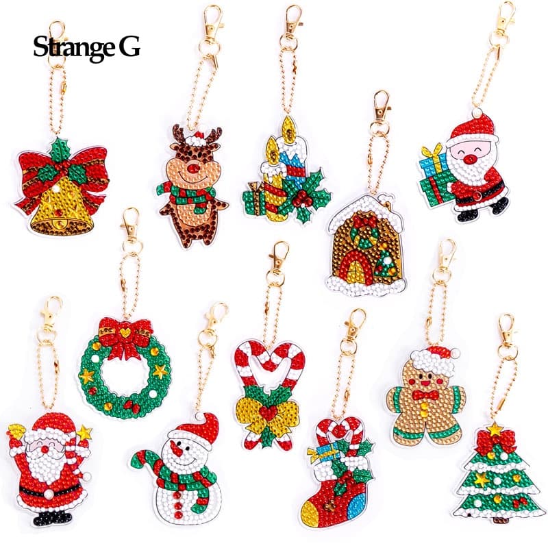 Kits De Pintura Com Diamante Chaveiros , Kit DIY 5D Christmas Rhinestone Para Crianças Adultas Iniciantes