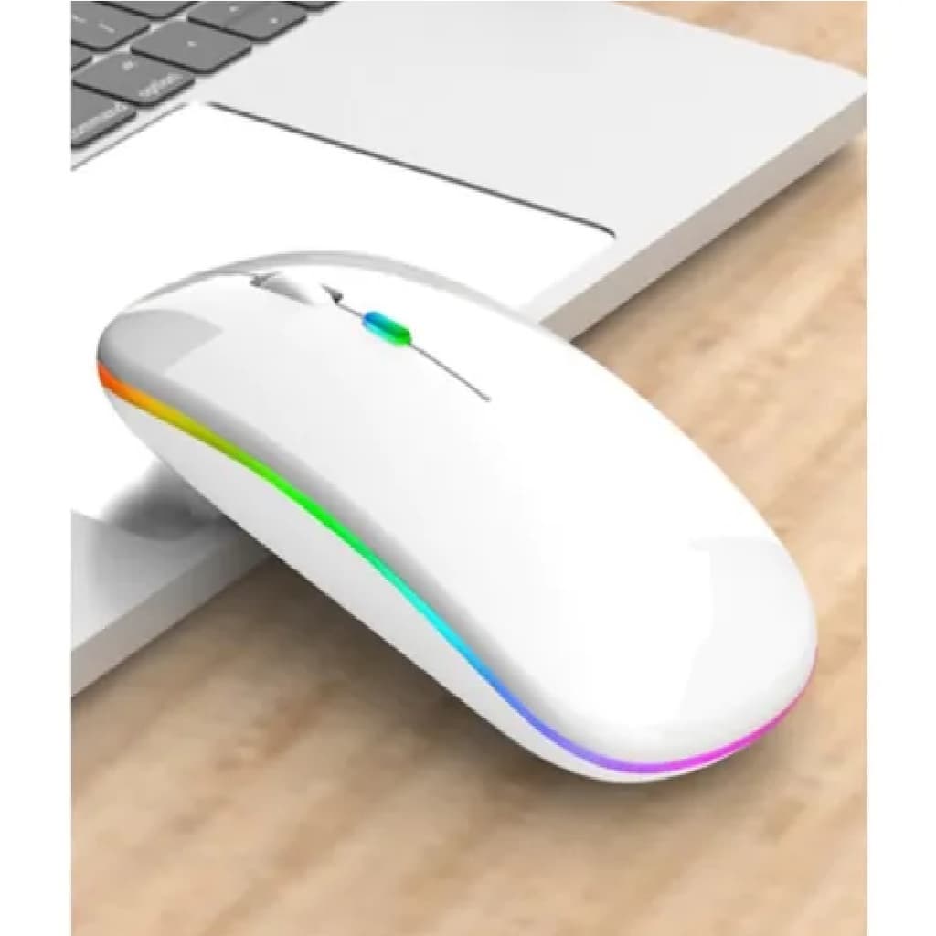 Mouse Optico Sem Fio Recarregável Led Rgb 2.4 Ghz Wirelles USB Preto Silencioso Retroiluminado Gamer Mouse Ergonômico