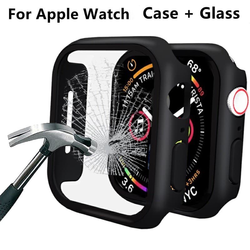 Capa case Bumper C com Vidro 3D Temperado Compativel Apple Watch 38 40 42 44mm Qualidade Premium