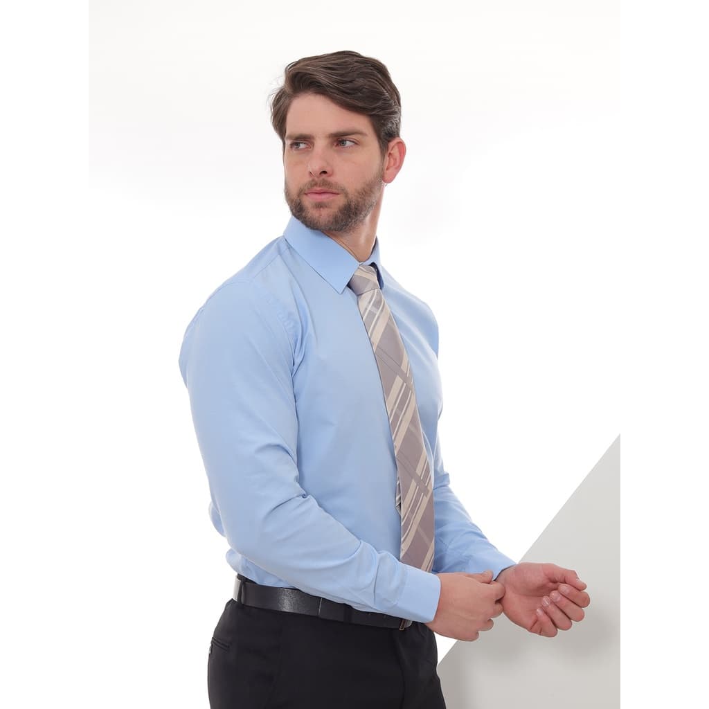Camisa Social Manga Longa Slim Azul Claro
