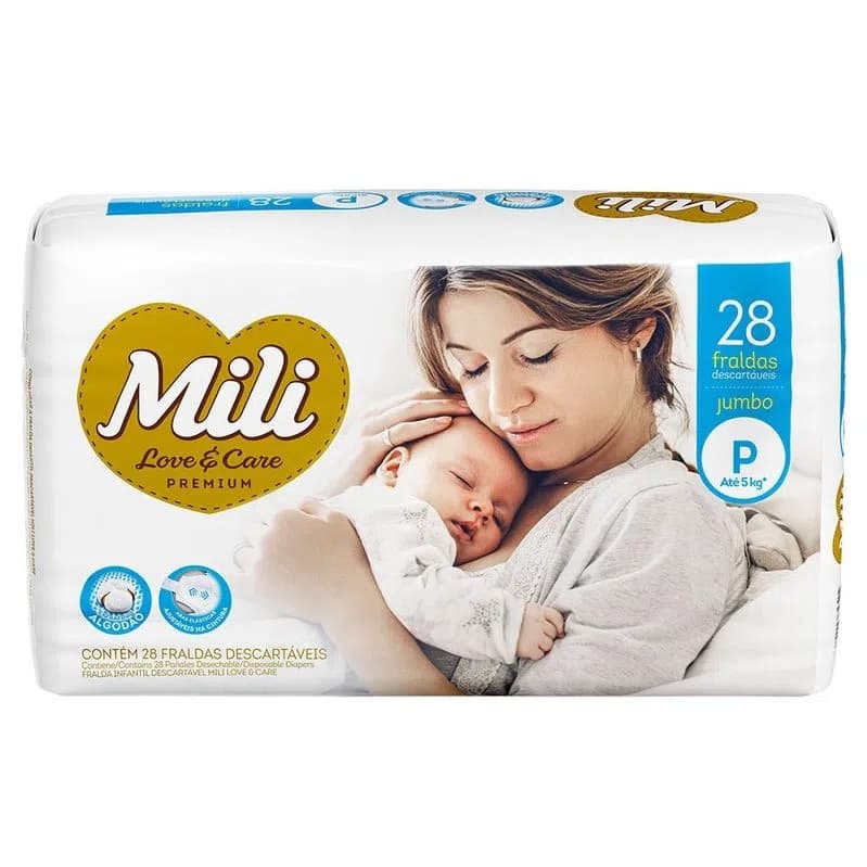 Fralda Descartável Mili Love Care Jumbo P Com 28Un - Mili