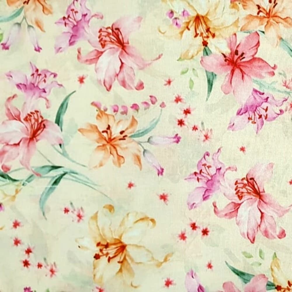 Tecido Patchwork Digital Floral Creme 9005073