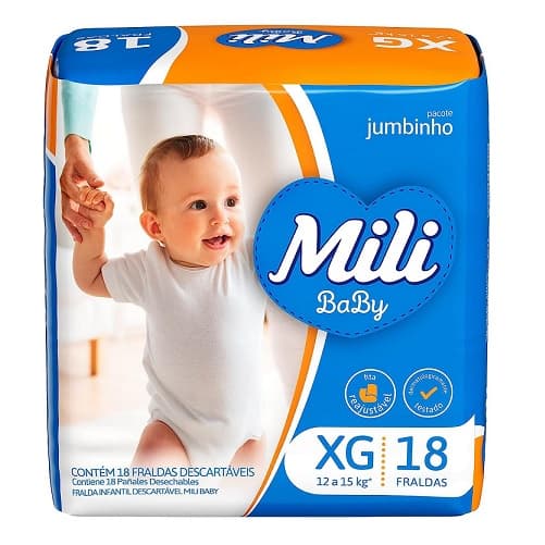 Fralda Descartável Mili Ultra Seca Jumbinho 18Un XG – Mili