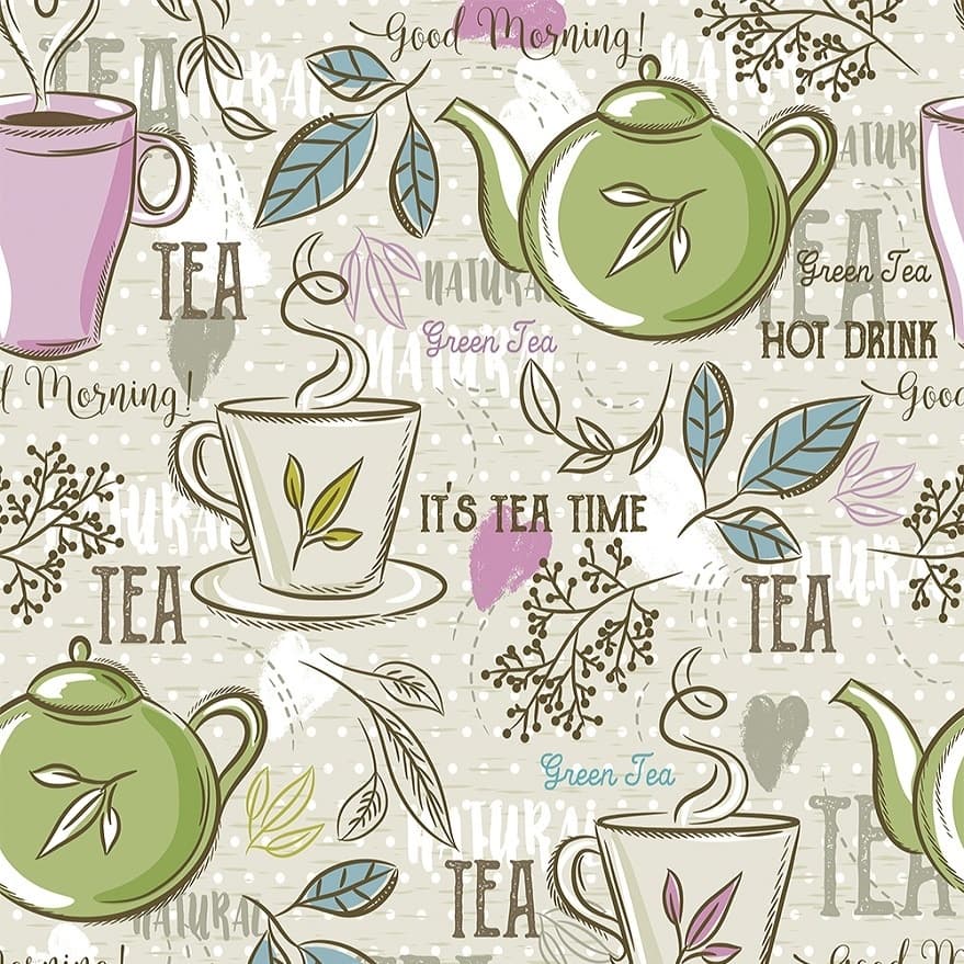 Tecido Patchwork Tea Time Modern Kitchen Creme 13202