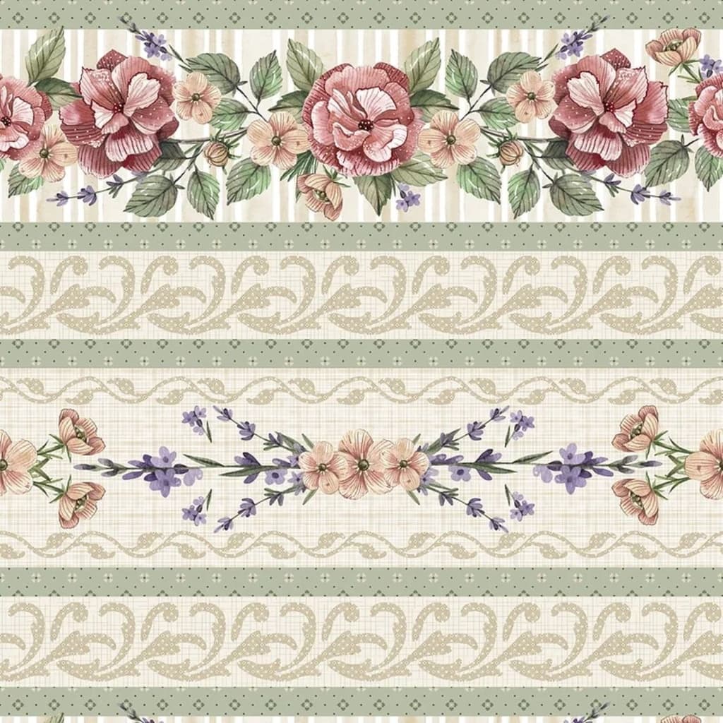 Tecido Patchwork (1,50 x 0,50) Digital Barrado Floral Chic BF001