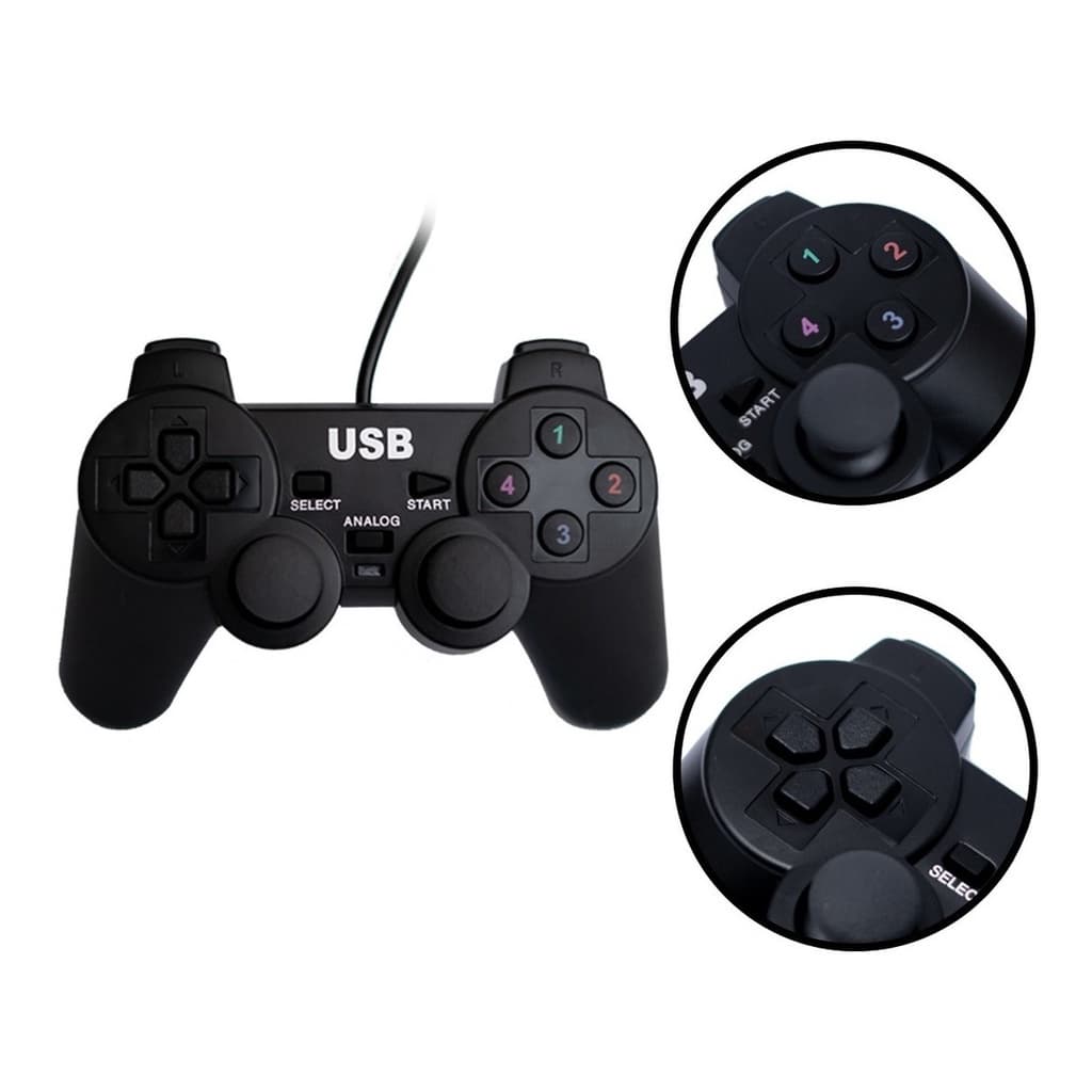 Controle Video Game Joystick Com Fio Usb Para Pc