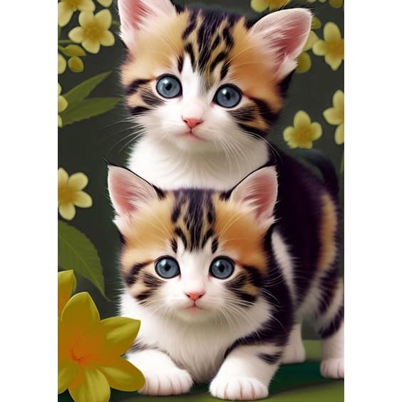 DOBUR | Kit De Pintura Com Diamante Gatos Redondos Furadeira Completa 5D Decoração De Parede Artesanato De Bricolage Con