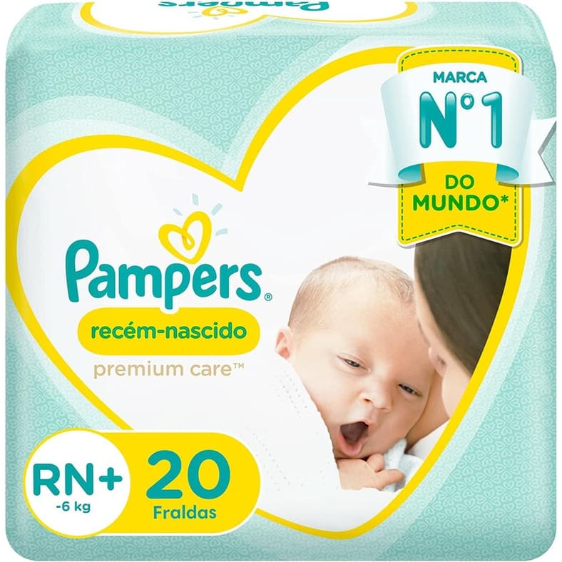 Fraldas Pampers Recém-Nascido Premium Care RN+ 3 a 6 Kg 20 Fraldas