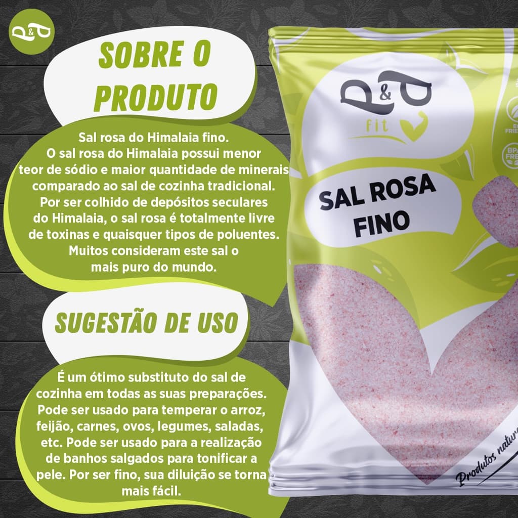 Sal Rosa do Himalaia (Fino ou Grosso) Original 1Kg - P&P