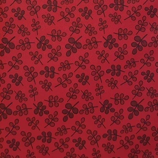 Tecido Patchwork Ramos Fundo Vermelho 4762