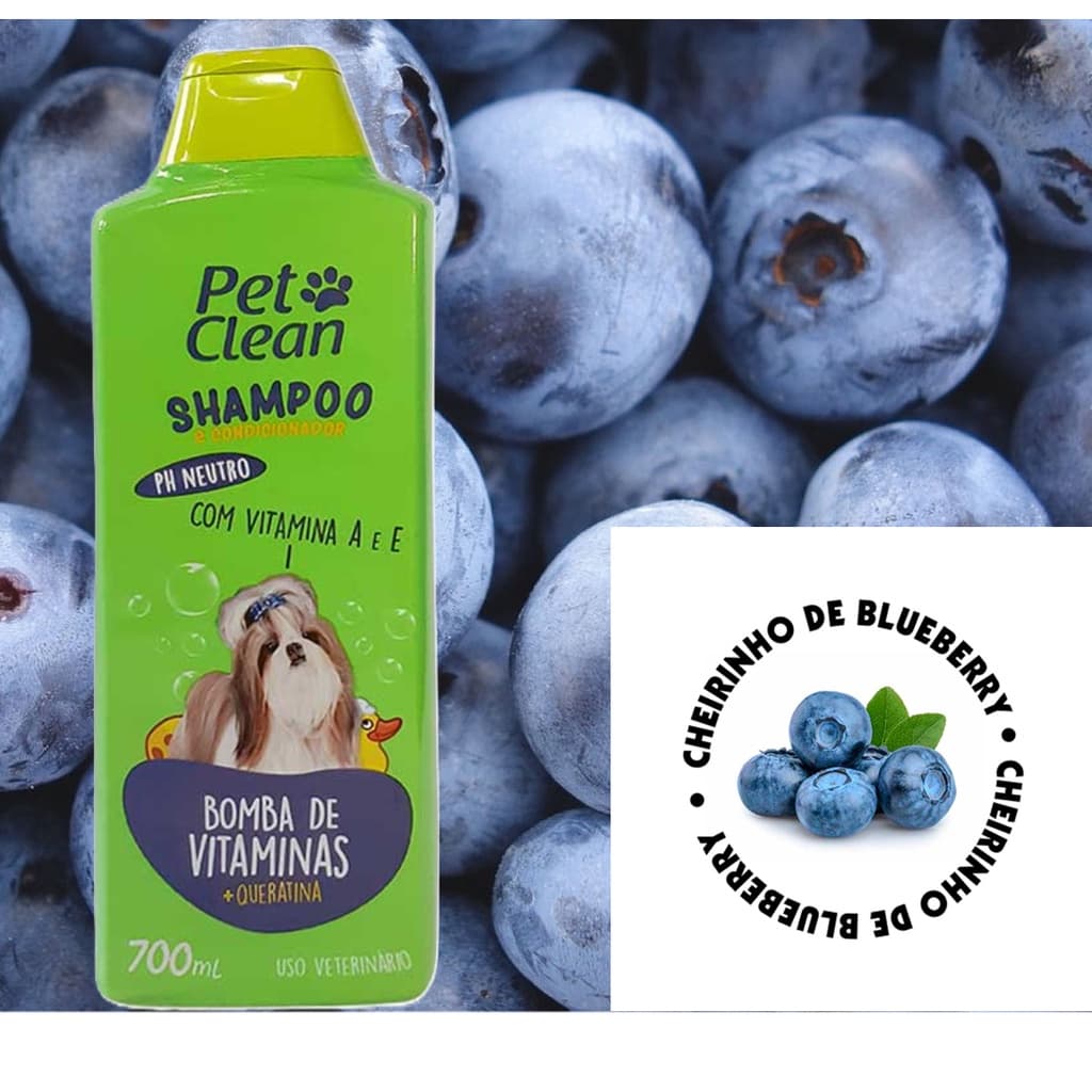 SHAMPOO E CONDICIONADOR PET CLEAN BOMBA DE VITAMINAS 700ML PARA CÃES