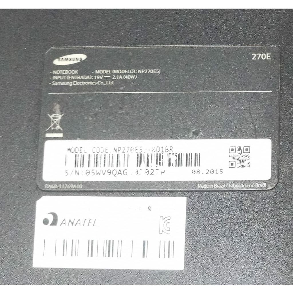 Base Inferior Chassi Notebook Samsung Np270e5j Ba75-04814a Original