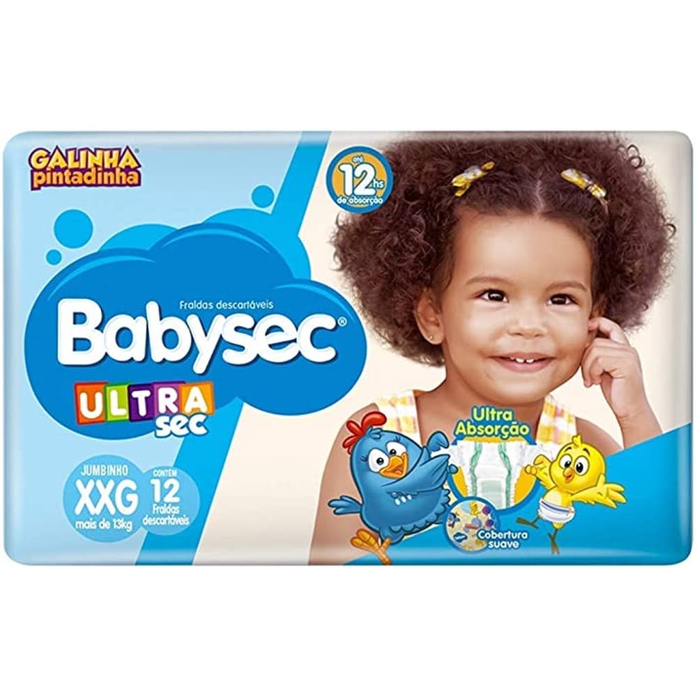 Fralda Babysec Ultrasec Galinha Pintadinha XXG 12 unidades