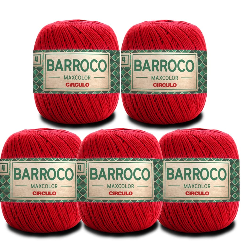 Kit 5 Novelos Barbante Barroco MaxColor Fio Espessura 4 de 200 Gramas e 100% Algodão Extra Macio Circulo para Crochê