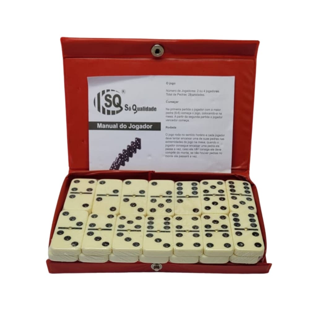 Dominó Profissional 7,0mm de espessura Jogo Mais Estojo Com 28 Peças Diversão para toda Família