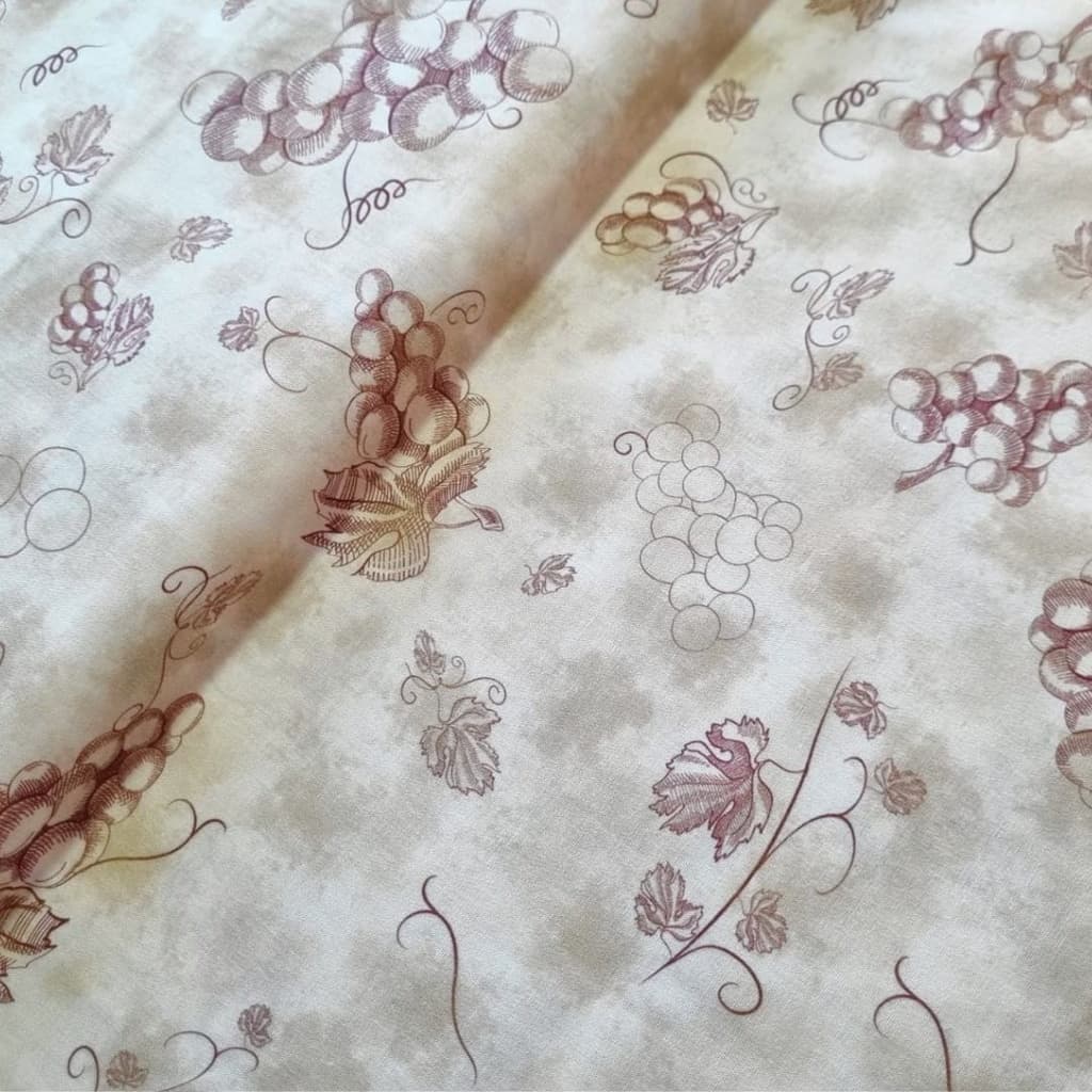 Tecido Patchwork Digital Uvas Creme Toscana CM3720