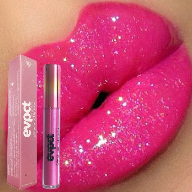 Batom líquido com glitter, efeito matte e brilho intenso, à prova d'água – Maquiagem sensual
