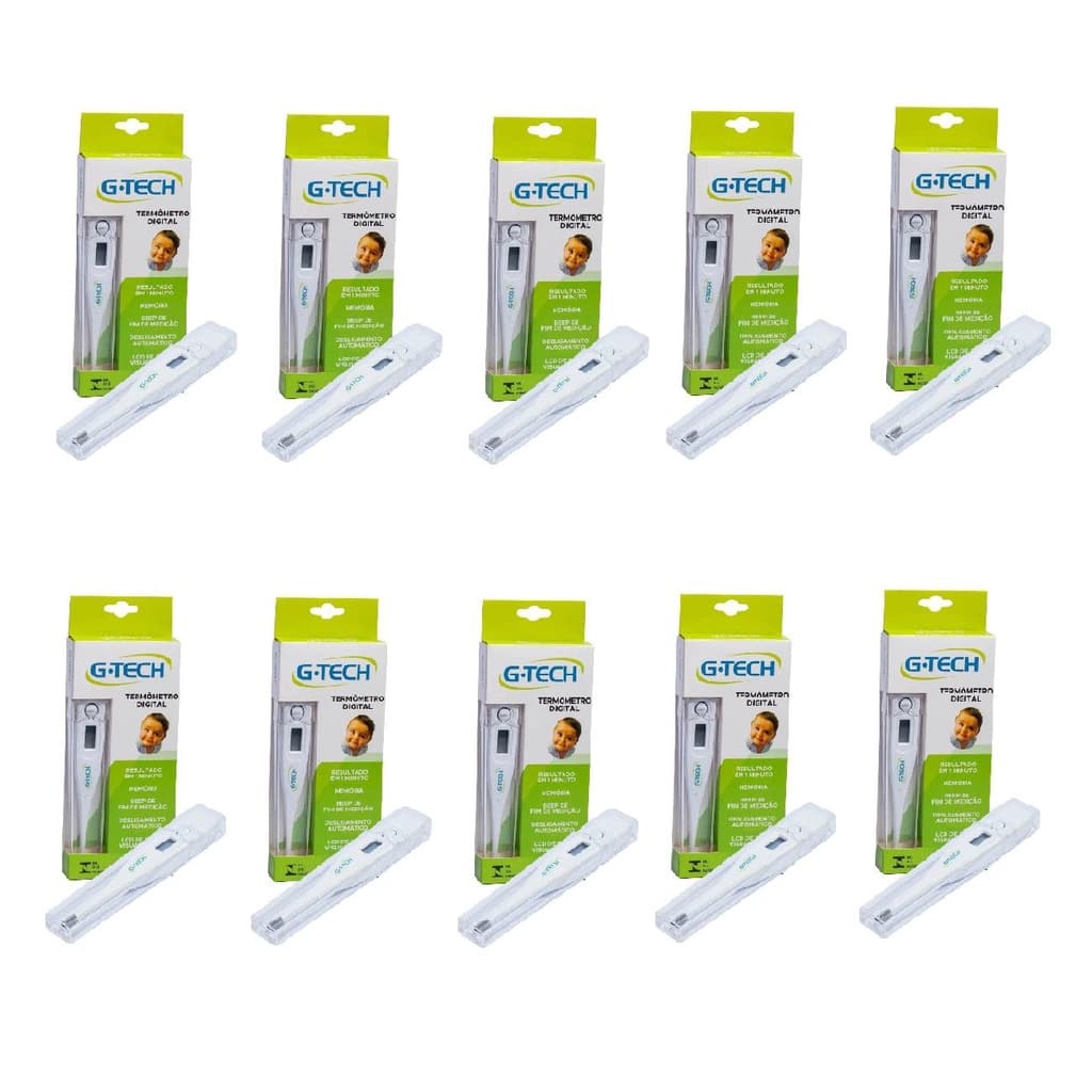 Kit Termômetro Digital G-Tech TH1027 Branco Com 10 Unidades