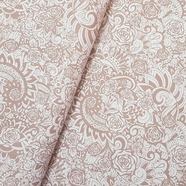 Tecido Patchwork Floral Jardim das Rosas Rosa CM480203