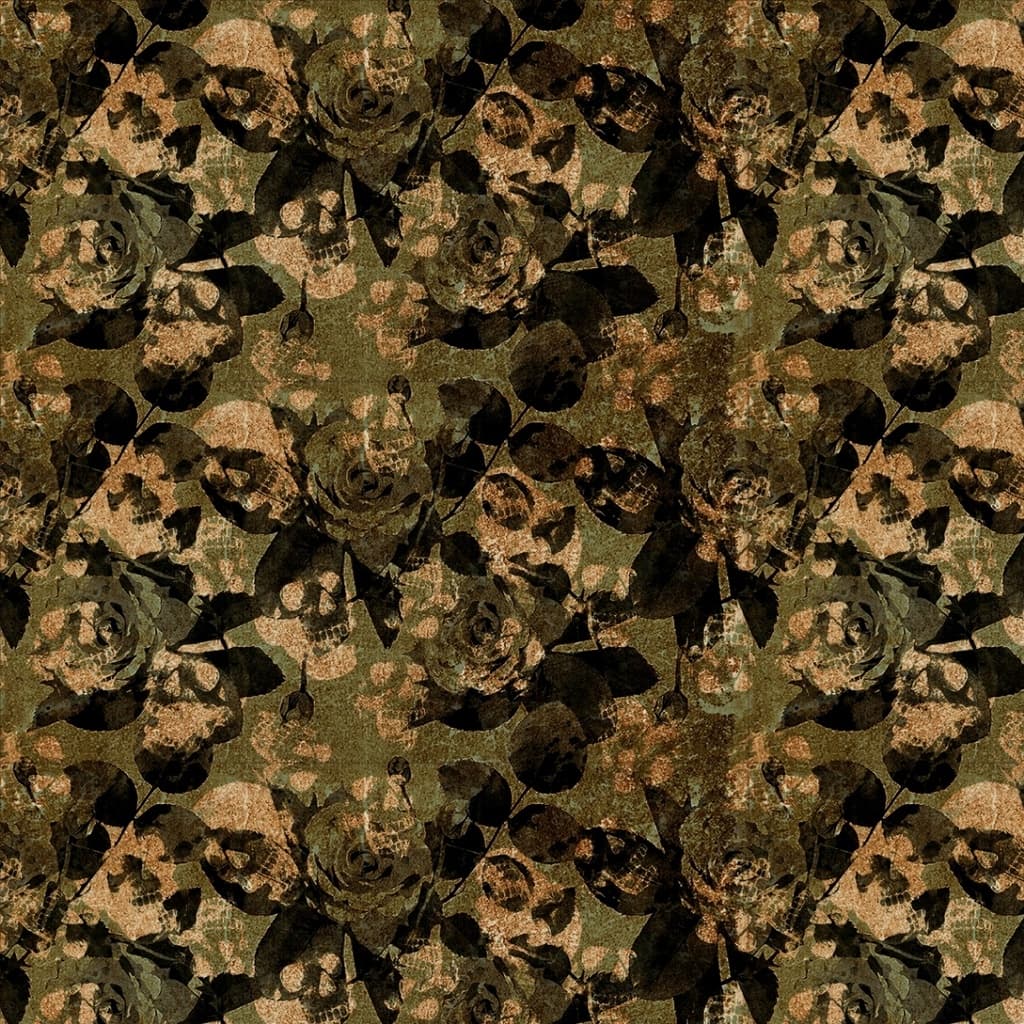 Tecido Patchwork Digital Caveiras Preto Camuflada 9017084