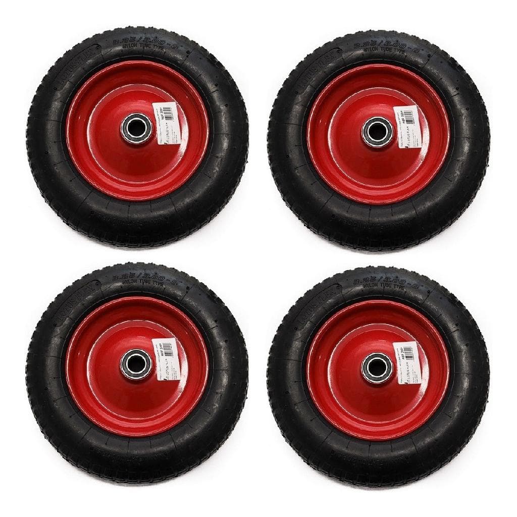 Kit 4 Pneus Para Carrinho de Mão Completo Com Câmara E Aro