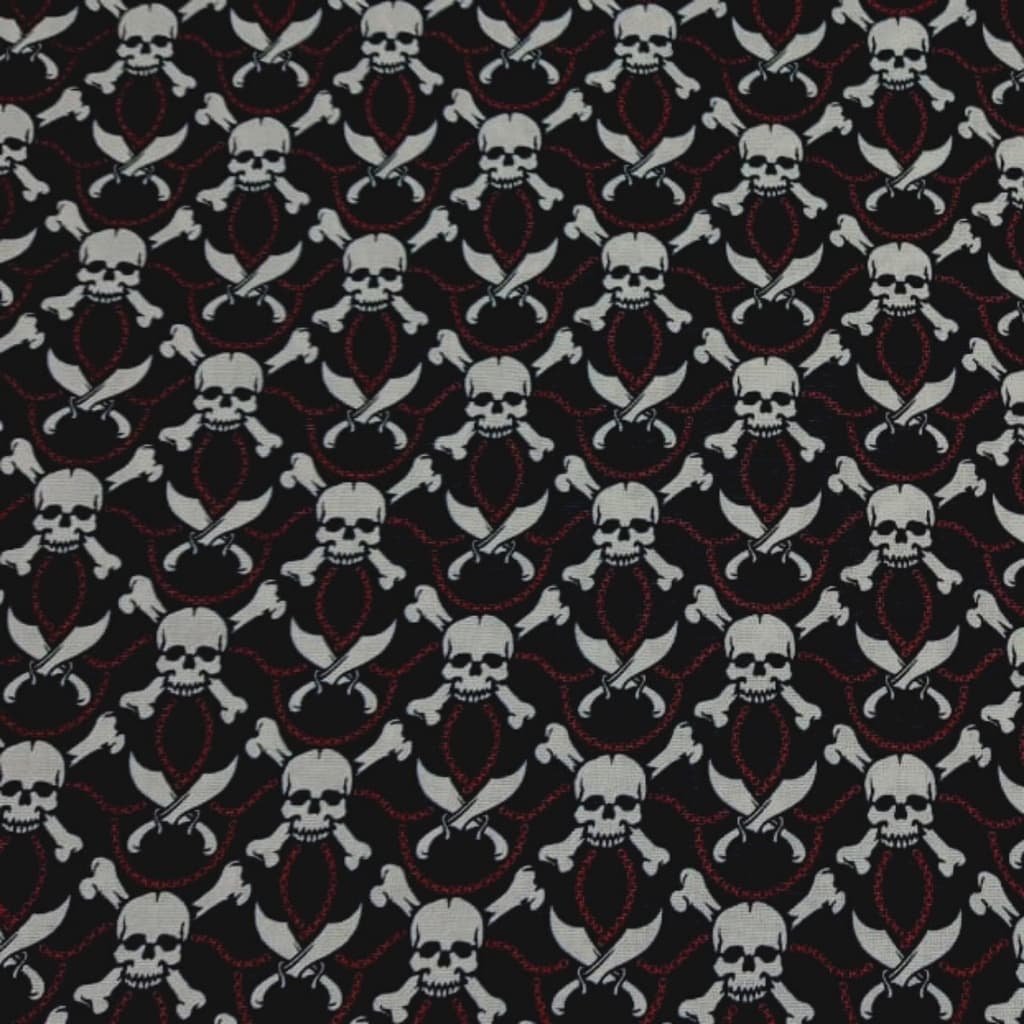 Tecido Patchwork Digital Caveiras Com Correntes Preto 9017088