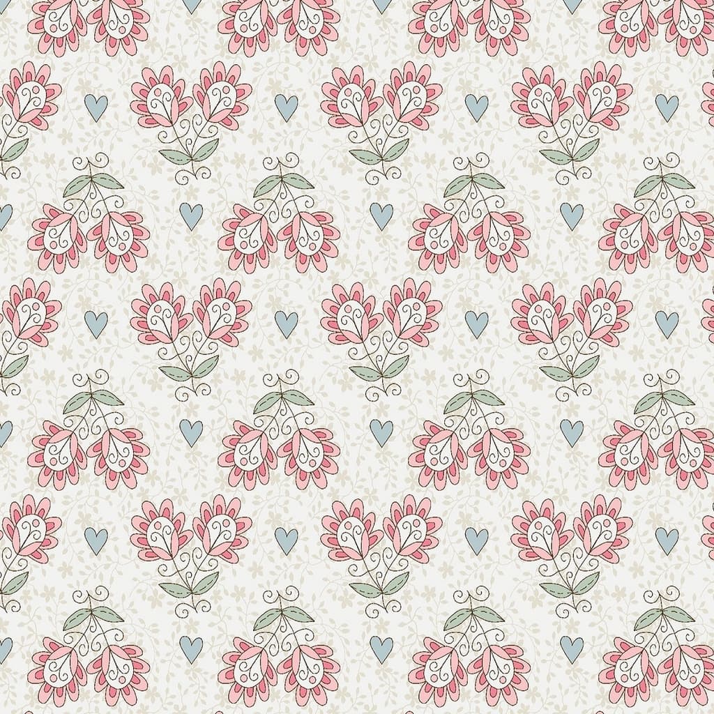 Tecido Patchwork Libélulas Floral Bege RT425