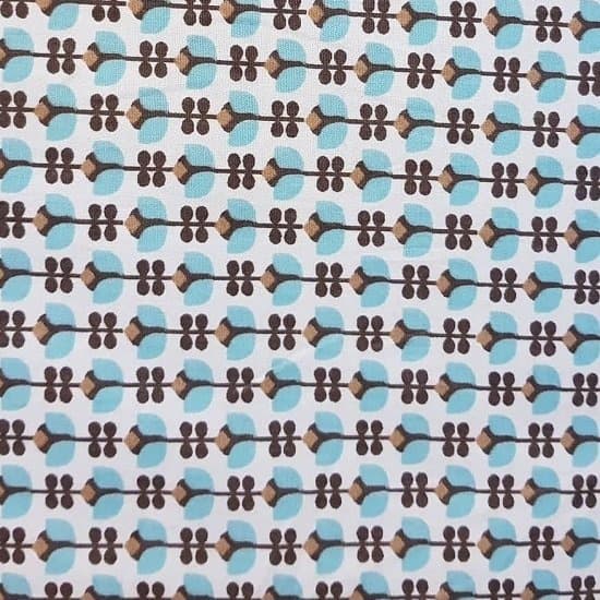 Tecido Patchwork Floral Marrom Fundo Branco 4737