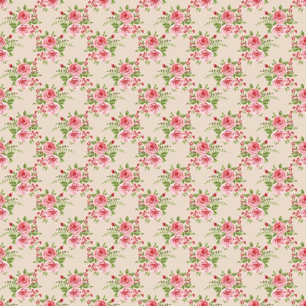 Tecido Patchwork Rosas Grandes Creme T04912