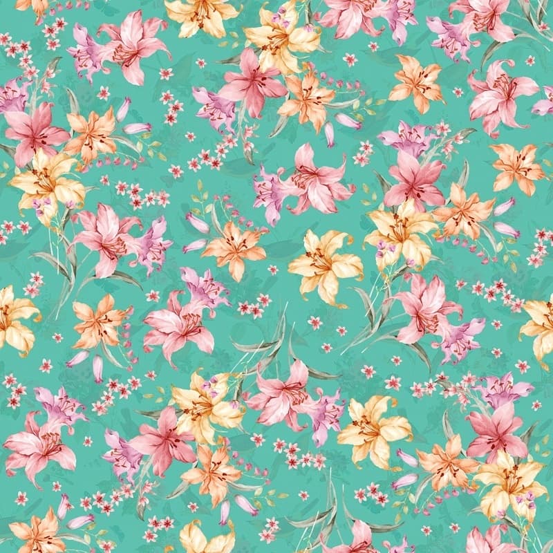 Tecido Patchwork Digital Floral Azul 9005072
