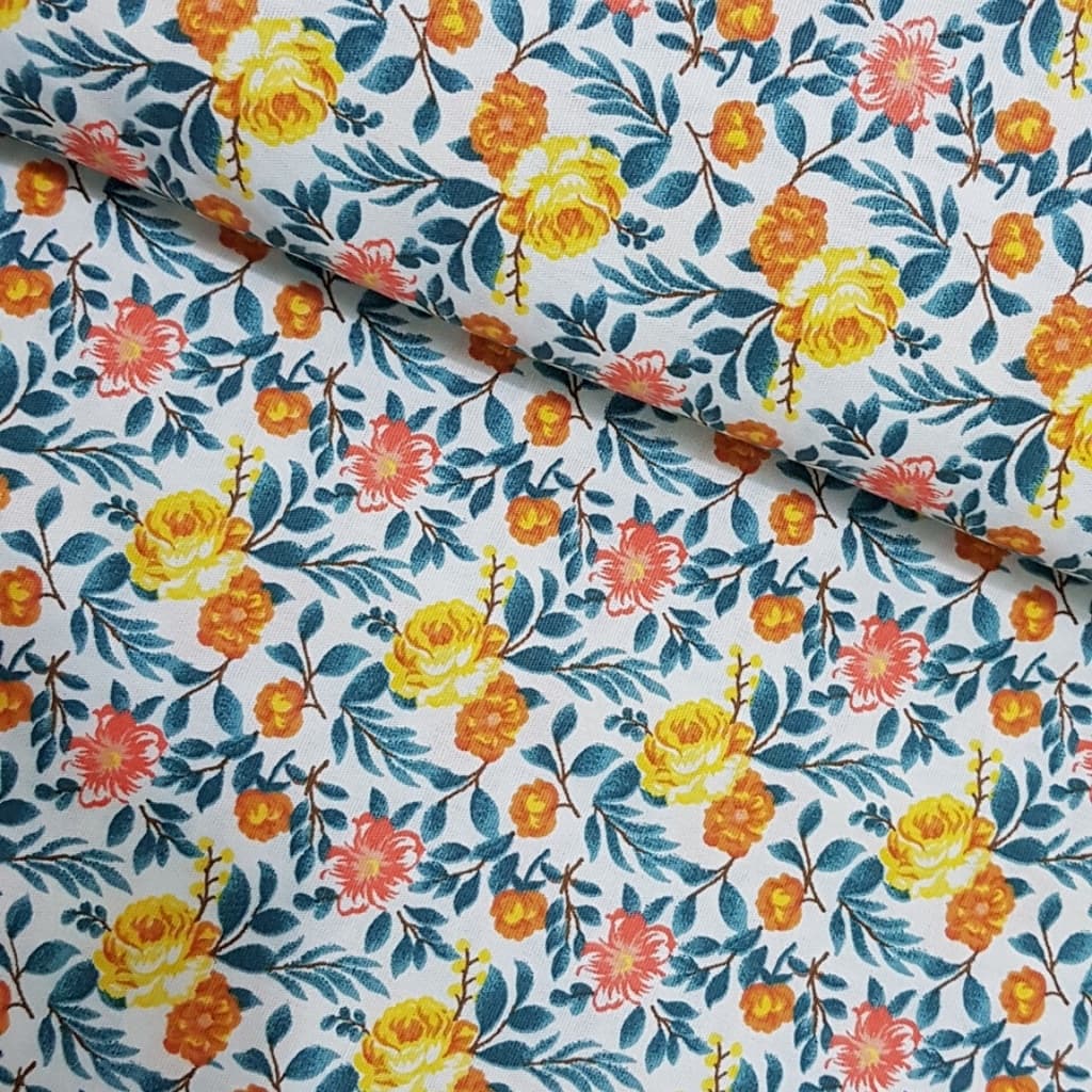 Tecido Patchwork Versalhes Gardênia Amarelo 20062204