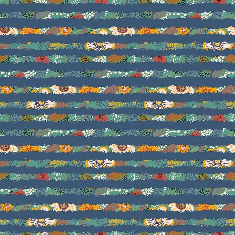 Tecido Patchwork Listras Azul Contemporâneo 12505